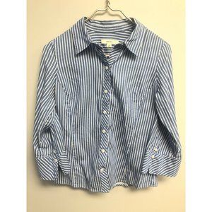 Merona Women's Medium Button Down Dress Shirt Blue